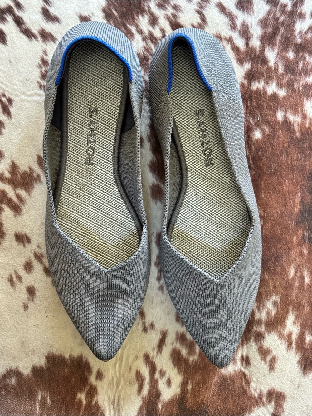 Rothy’s The Point Gray Knit Pointed Toe Flats Women’s Size 8.5